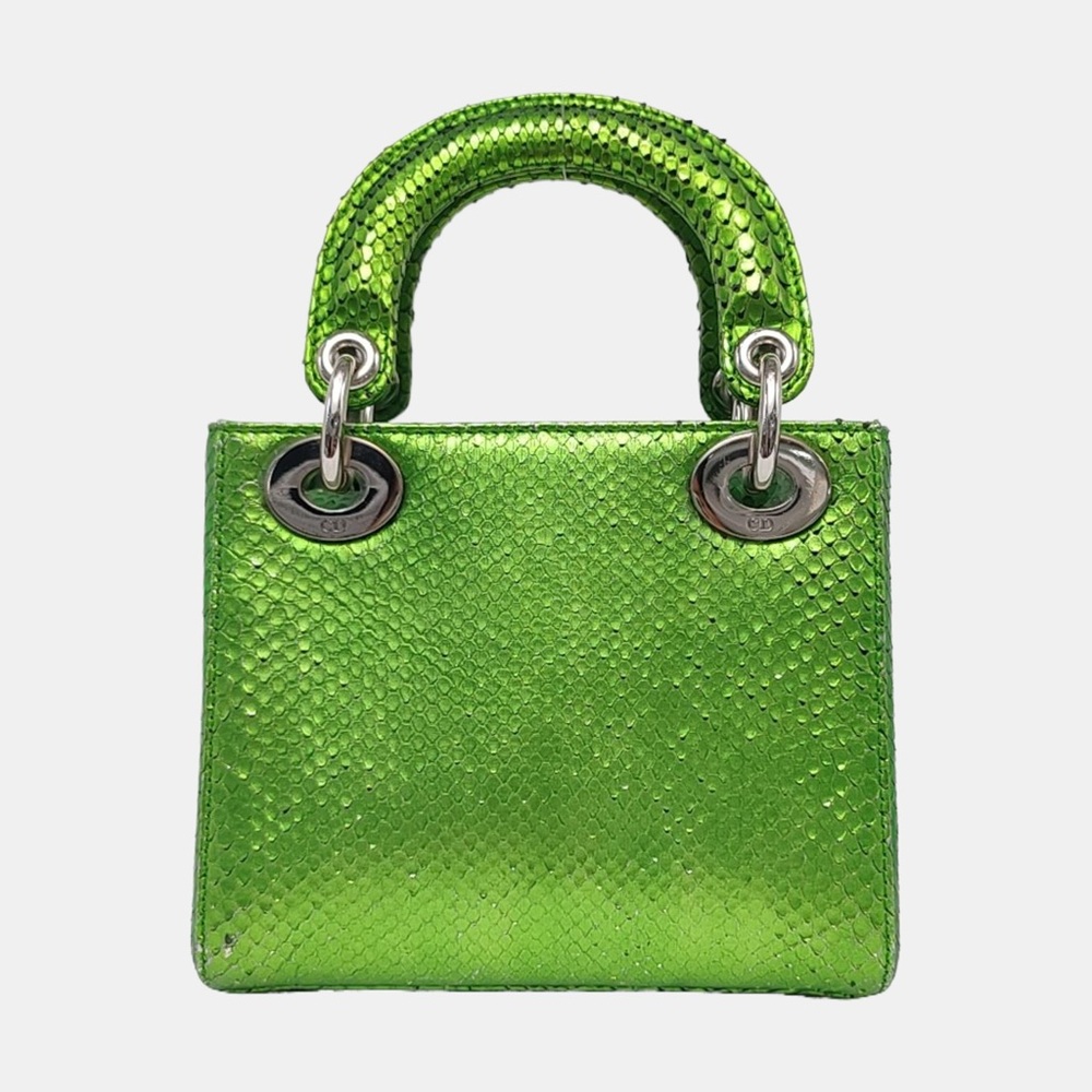 Dior Green Python Leather Mini Lady Dior Top - Handle Bag - Picture 4 of 9